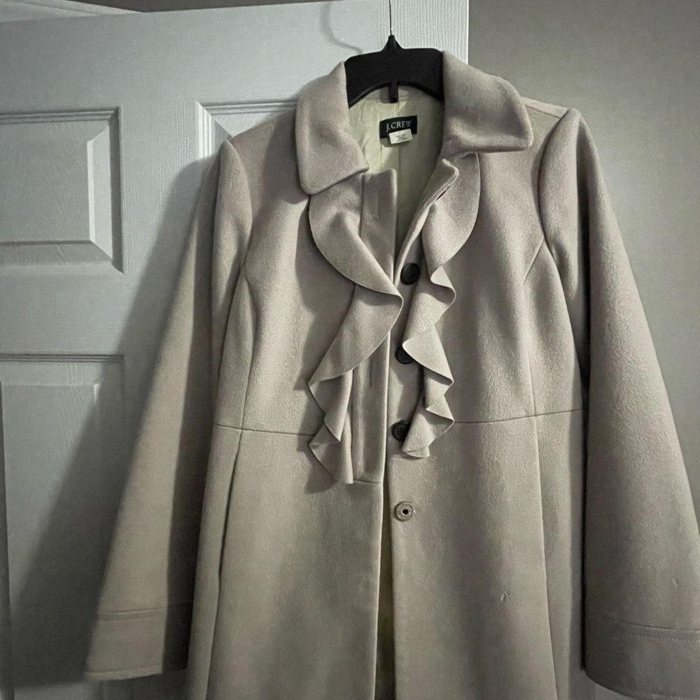 J. Crew Women's Beige Ruffle Trench Coat